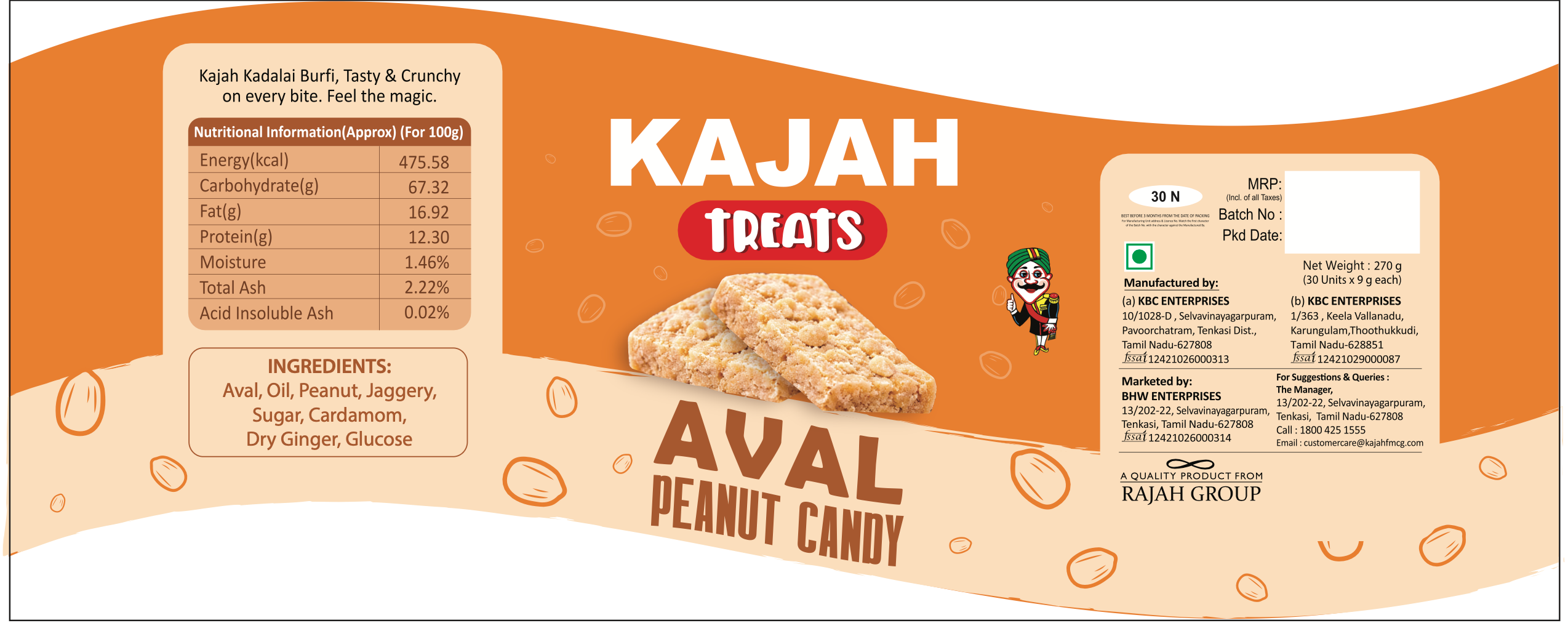 Kajah Treats AVAL PEANUT CANDY