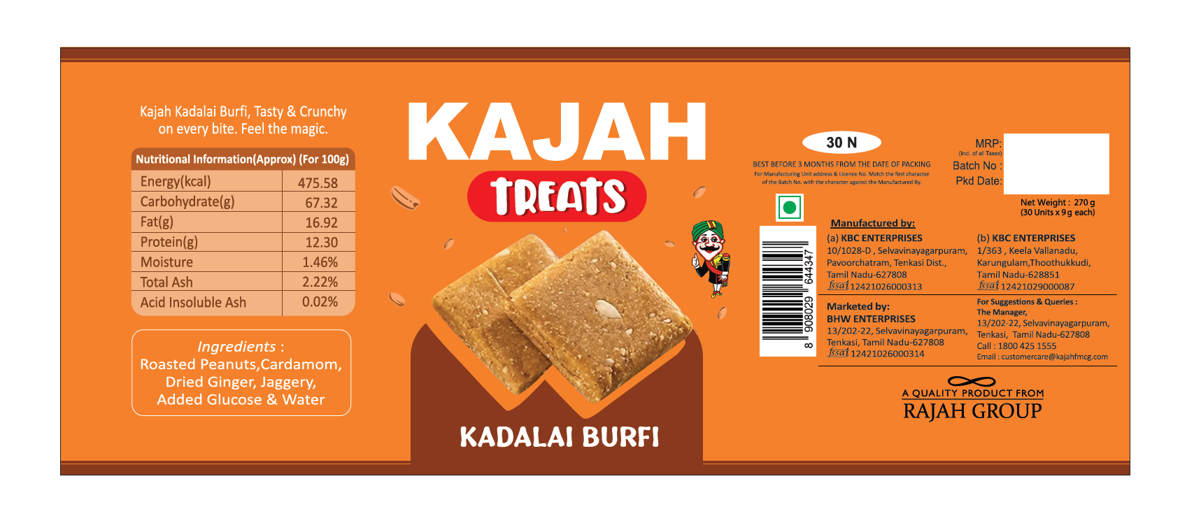 Kajah Treats Kadalai Burfi